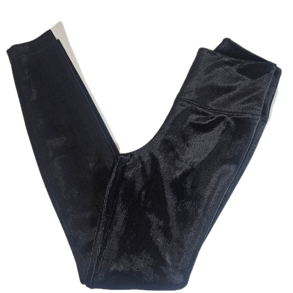 White House Black Market Runway Legging Womens 2‎ Black Shiny Ribbed Velour